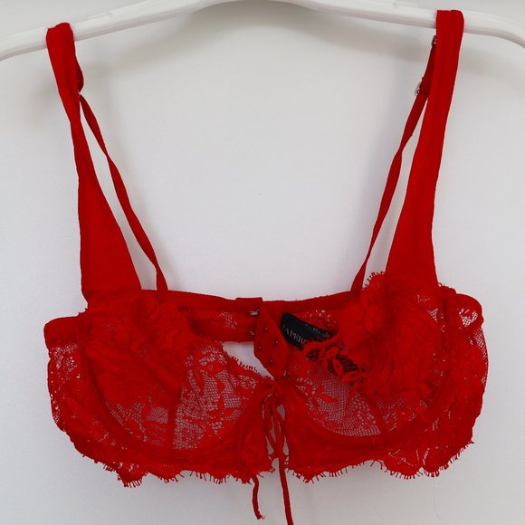 La Perla Red Lace Rose Bra - Picture 2 of 7